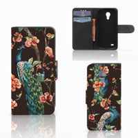 Samsung Galaxy S4 Mini i9190 Telefoonhoesje met Pasjes Pauw met Bloemen - thumbnail