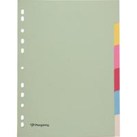 Pergamy tabbladen ft A4, 11-gaatsperforatie, karton, geassorteerde pastelkleuren, 6 tabs