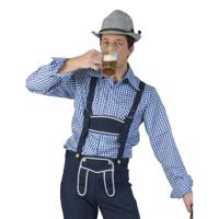 Carnaval verkleed geruite blouse - heren - blauw - Oktoberfest/cowboy - thumbnail