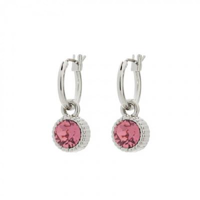 Biba Hang Oorbellen Zilver met Swarovski Steentje Rose