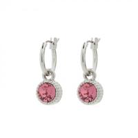 Biba Hang Oorbellen Zilver met Swarovski Steentje Rose