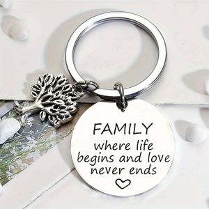 "Family" Sleutelhanger met Boom Bedel en Inspirerende Tekst - Sleutelhangers - Spiritueelboek.nl