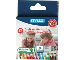 Stylex 26002 kleurpotlood Zwart, Blauw, Bruin, Groen, Lichtblauw, Lichtgroen, Oranje, Rood, Wit, Geel 12 stuk(s)