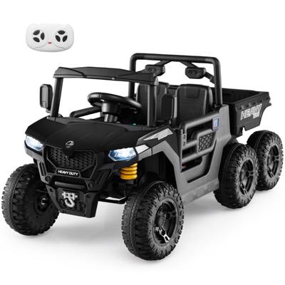 Elektrische Kiepwagen 24V Elektrische Auto met Kiepbak Afstandsbediening Muziek Verhalen Zwart
