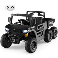 Elektrische Kiepwagen 24V Elektrische Auto met Kiepbak Afstandsbediening Muziek Verhalen Zwart