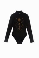 Slim fit body met borduursel - BLACK - XL - thumbnail