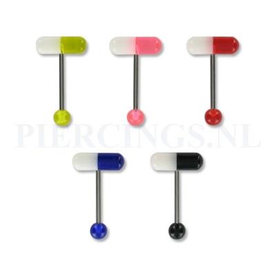 Tongpiercing pil geel