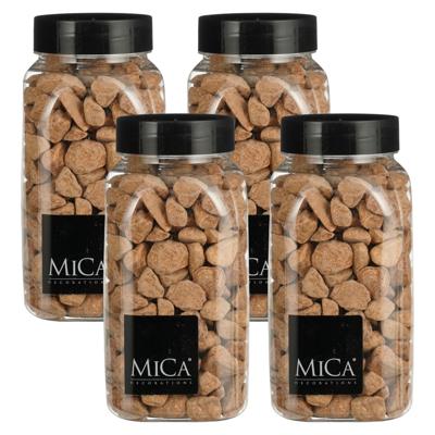 Mica Decorations decoratie stenen - 4x - 1 kilo - 650ml - terra mix - hobby steentjes