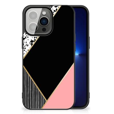 iPhone 13 Pro Backcover Zwart Roze Vormen