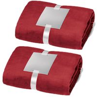 Fleece dekens/plaids 2 stuks bordeaux rood 240 grams polyester 120 x 150 cm