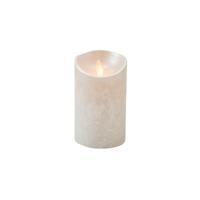 Led kaars/stompkaars - zilver - H12,5 x D7,5 cm - wax - warm wit licht - bewegende vlam