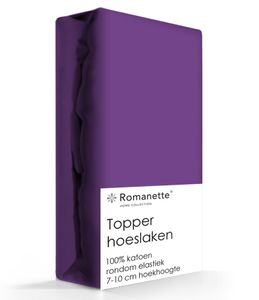 Topper Hoeslaken Katoen Romanette Paars-160 x 200 cm