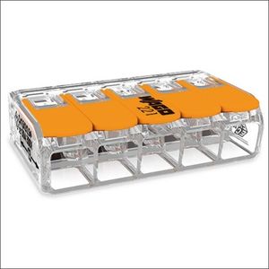 Wago Lasklem 221-615 hevelklem 5 draden voor soepele en massieve draad van 0,5 tot 6mm²