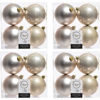 16x Licht parel/champagne kerstballen 10 cm kunststof mat/glans