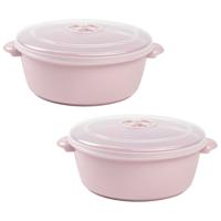 Plasticforte Magnetronschaal met deksel/ventiel - 2x - 1,5L - lichtroze - kunststof - BPA vrij
