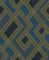 Dutch Wallcoverings Asperia - Fabric Geo - Donkerblauw/Goud
