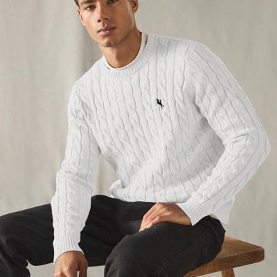 Bon&Bon Jersey de Manga Larga para Hombre en Lana Peinada Verde Blanco / M