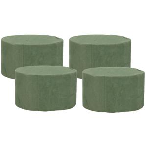 Steekschuim/oase - 4x - rond - groen - blok nat - dia 10 x hoogte 6 cm