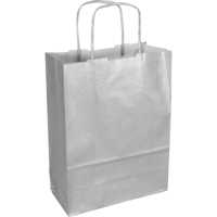 Tas | Kraftpapier | gedraaid papieren koord | 18x 8x22cm | draagtas | zilver | 300 stuks