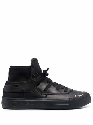 Ferragamo baskets montantes en cuir - Noir