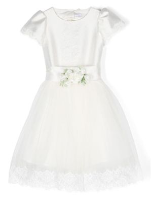Monnalisa robe à fleurs appliquées - Blanc