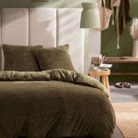 Beddenset - TODAY - Teddy - Tweepersoons - 220 x 240 cm - Effen groen