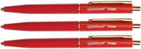 Balpen Quantore drukknop met metalen clip rood medium - thumbnail