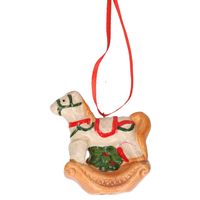 1x Kersthangers hobbelpaardjes 8 cm kerstboomversiering   -