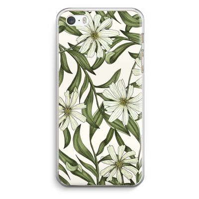 Wit bloemenpatroon: iPhone 5 / 5S / SE Transparant Hoesje