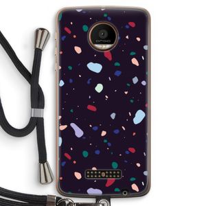 Dark Rounded Terrazzo: Motorola Moto Z Force Transparant Hoesje met koord