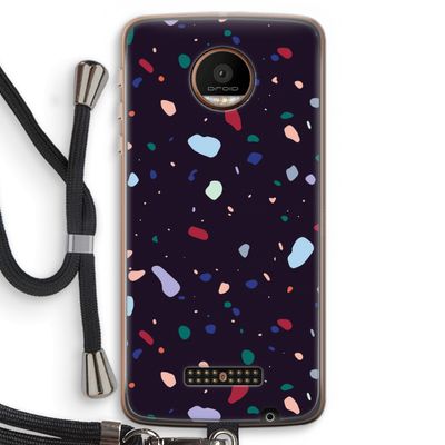Dark Rounded Terrazzo: Motorola Moto Z Force Transparant Hoesje met koord