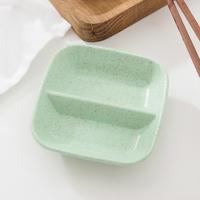 10 stuks keuken accessoires 2 in 1 kruiden saus gerechten tarwestro salade schotel Bowl servies kruiden schotel koken tools (groen)