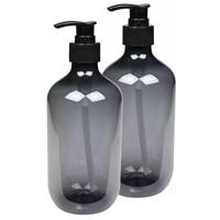 Benson Zeepdispenser - 2x - blauwgrijs - 500 ml - zeeppompje - D7 x H19 cm
