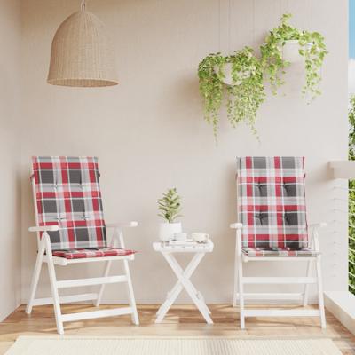 VidaXL Tuinstoelkussens 2 st 120x50x3 cm stof ruitpatroon rood