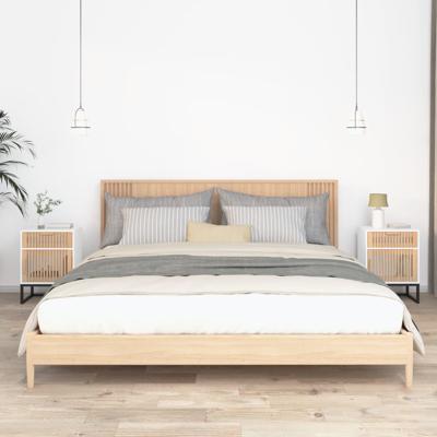 Nachtkastjes 2 st 40x30x55,5 cm bewerkt hout en ijzer wit