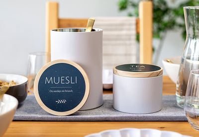 Voorraadpotten met gegraveerde deksel (Set van 2)