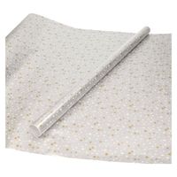 Kerst inpakpapier/cadeaupapier zilver met sterretjes 200 x 70 cm - Cadeaupapier - thumbnail