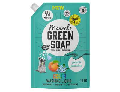 Marcel&apos;s Green Soap Wasmiddel kleur - peach jasmine - navulling - 1 liter