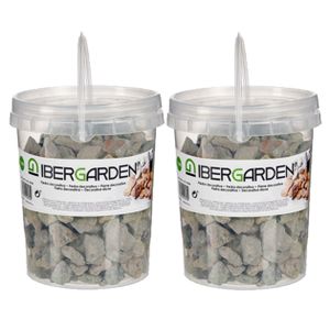 2x pakjes decoratie steentjes/kiezels grijs klein 1,5 kg