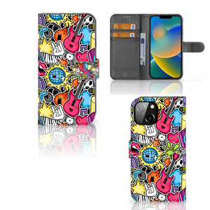 Apple iPhone 14 Wallet Case met Pasjes Punk Rock