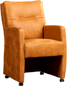 Cognac leren landelijke eetkamerfauteuil Sharp - Kenia Leer Cognac (cognac leer)