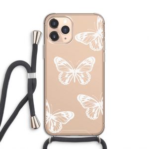White butterfly: iPhone 11 Pro Transparant Hoesje met koord