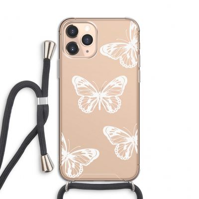 White butterfly: iPhone 11 Pro Transparant Hoesje met koord