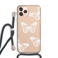 White butterfly: iPhone 11 Pro Transparant Hoesje met koord