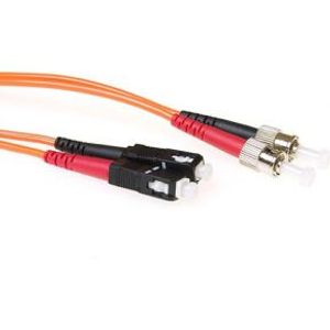 ACT 0,5 meter LSZH Multimode 62.5/125 OM1 glasvezel patchkabel duplex met ST en SC connectoren