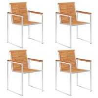 Tuinstoelen 4 st massief acaciahout en roestvrij staal