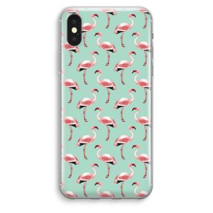 Flamingoprint groen: iPhone XS Max Transparant Hoesje