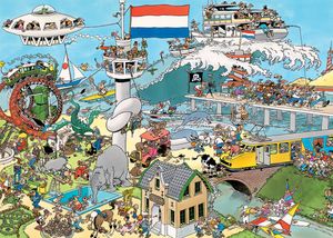 Jumbo Jan van Haasteren puzzelset Verkeerschaos & Ter Land, ter Zee en in de lucht - 2 x 1000 stukjes