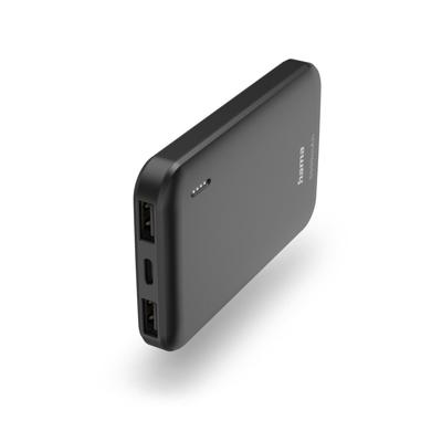 Hama Pocket 5 Power Pack 5000 mAh Outputs: 2x USB-A7 Powerbank Grijs