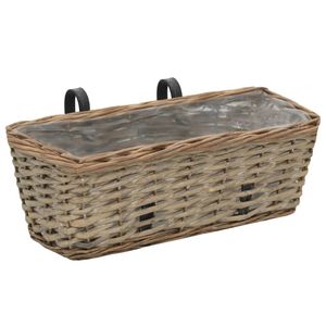 The Living Store Wicker Balkonbak - 40 x 16 x 13 cm - Handgemaakt - Bruin